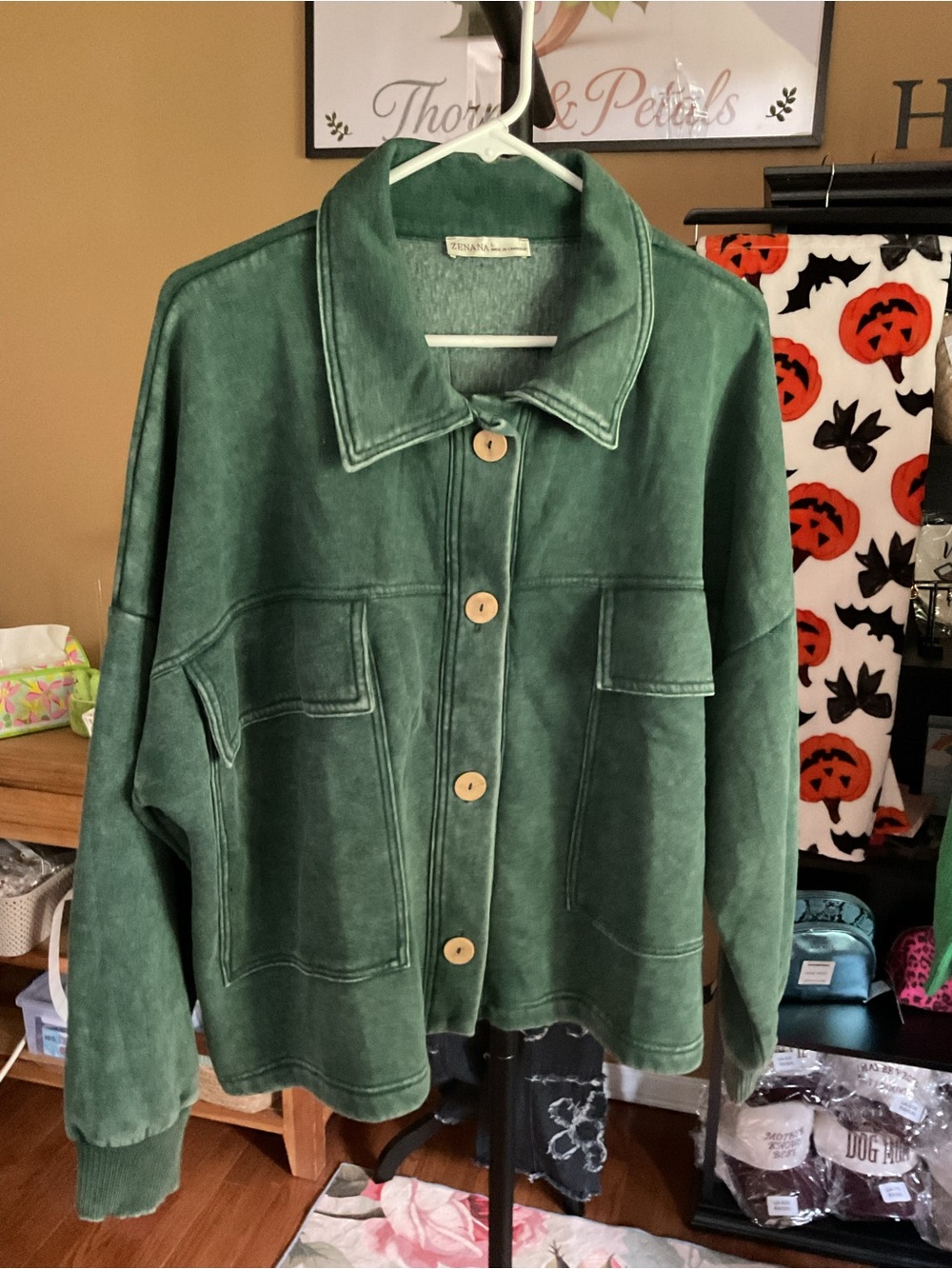 Zenana Deep Green Oversized Utility Jacket